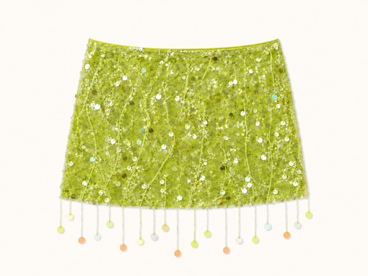Emerald Hand Beaded Mini Skirt