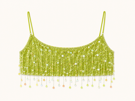 Emerald Hand Beaded Bralette